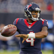 Deshaun Watson #4 of the Houston Texans throws a pass during pre-game warmups at NRG Stadium on August 19, 2017 in Houston, Texas.